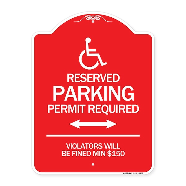 Signmission Connecticut Reserved Parking Permit Required Violators Fined Min $150 Alum, 18" x 24", RW-1824-24659 A-DES-RW-1824-24659 - main